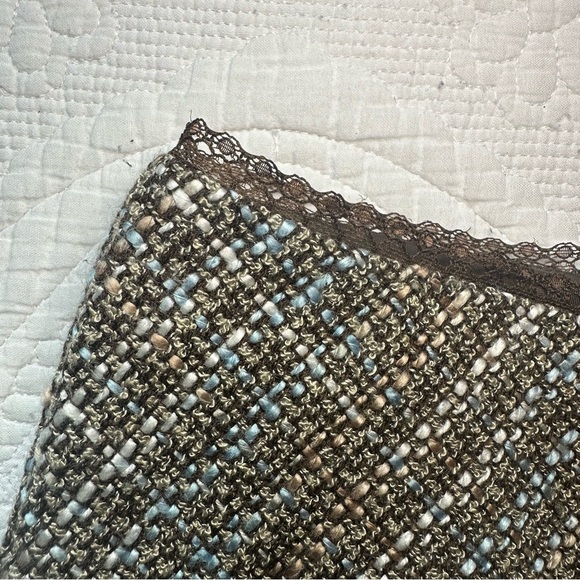 Vintage Tailor B. Moss Tweed Skirt. Size 6. Brown and Light Blue. Frayed Hem. - Picture 3 of 6